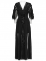 Black Gothic Sexy Deep V-neck Side Split Long Dress