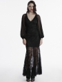 Black Elegant Gothic Long Bat Sleeve Long Fishtail Dress