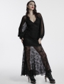 Black Elegant Gothic Long Bat Sleeve Long Fishtail Dress