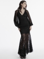 Black Elegant Gothic Long Bat Sleeve Long Fishtail Dress