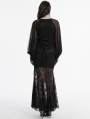 Black Elegant Gothic Long Bat Sleeve Long Fishtail Dress