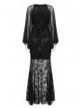 Black Elegant Gothic Long Bat Sleeve Long Fishtail Dress