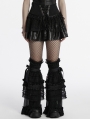 Black Decadent Gothic Punk Irregular Splicing Layered Short Skirt