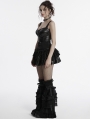 Black Decadent Gothic Punk Irregular Splicing Layered Short Skirt