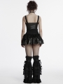 Black Decadent Gothic Punk Irregular Splicing Layered Short Skirt