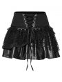 Black Decadent Gothic Punk Irregular Splicing Layered Short Skirt