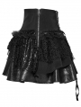 Black Decadent Gothic Punk Irregular Splicing Layered Short Skirt