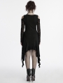 Black Gothic Long Bat Mesh Sleeve Cold Shoulder Dress