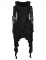 Black Gothic Long Bat Mesh Sleeve Cold Shoulder Dress