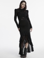 Black Asymmetrical Gothic Ruffle High-Low Fishtail Skirt