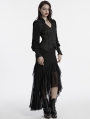 Black Asymmetrical Gothic Ruffle High-Low Fishtail Skirt