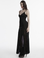 Black Gothic Irregular Splicing Sexy V-neck Long Dress