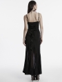 Black Gothic Irregular Splicing Sexy V-neck Long Dress