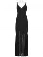 Black Gothic Irregular Splicing Sexy V-neck Long Dress