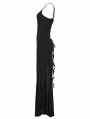 Black Gothic Irregular Splicing Sexy V-neck Long Dress