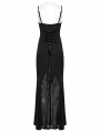 Black Gothic Irregular Splicing Sexy V-neck Long Dress