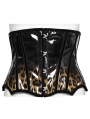 Black and Coffee Gothic Leopard Print Patent Leather Corset Waistband