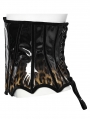 Black and Coffee Gothic Leopard Print Patent Leather Corset Waistband