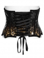 Black and Coffee Gothic Leopard Print Patent Leather Corset Waistband