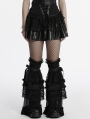 Black Gothic Cute Bow Ruffled Flare Leg Warmers for Women