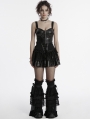 Black Gothic Cute Bow Ruffled Flare Leg Warmers for Women