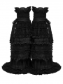 Black Gothic Cute Bow Ruffled Flare Leg Warmers for Women