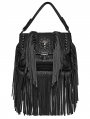 Black Gothic Punk Skull Tassel Textured Faux Leather Bag