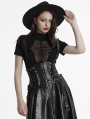 Black Gothic Retro Pearl Cross Embellished Top Hat