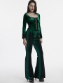 Green Gothic Gradient Velvet Long Sleeve Irregular Shirt for Women