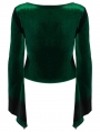 Green Gothic Gradient Velvet Long Sleeve Irregular Shirt for Women