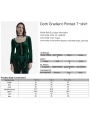 Green Gothic Gradient Velvet Long Sleeve Irregular Shirt for Women