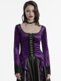 Violet Gothic Gradient Velvet Long Sleeve Irregular Shirt for Women