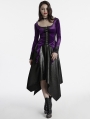 Violet Gothic Gradient Velvet Long Sleeve Irregular Shirt for Women