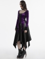 Violet Gothic Gradient Velvet Long Sleeve Irregular Shirt for Women