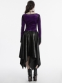 Violet Gothic Gradient Velvet Long Sleeve Irregular Shirt for Women