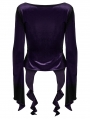 Violet Gothic Gradient Velvet Long Sleeve Irregular Shirt for Women