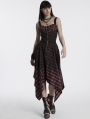 Red and Black Gothic Grunge Gradient Plaid Vest Top for Women