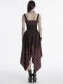 Red and Black Gothic Grunge Gradient Plaid Vest Top for Women