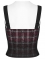 Red and Black Gothic Grunge Gradient Plaid Vest Top for Women