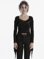 Black Gothic Punk Long Sleeve Irregular T-Shirt for Women