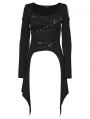 Black Gothic Punk Long Sleeve Irregular T-Shirt for Women