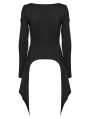 Black Gothic Punk Long Sleeve Irregular T-Shirt for Women