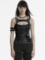 Black Gothic Apocalypse Punk Denim Sleeveless T-Shirt for Women