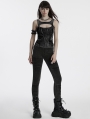 Black Gothic Apocalypse Punk Denim Sleeveless T-Shirt for Women