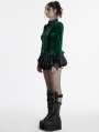 Green Gothic Gradient Velvet Bat Collar Long Sleeve Shirt for Women