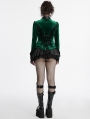 Green Gothic Gradient Velvet Bat Collar Long Sleeve Shirt for Women