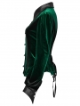 Green Gothic Gradient Velvet Bat Collar Long Sleeve Shirt for Women