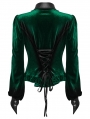 Green Gothic Gradient Velvet Bat Collar Long Sleeve Shirt for Women