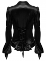 Black Gothic Gradient Velvet Bat Collar Long Sleeve Shirt for Women