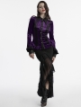 Violet Gothic Gradient Velvet Bat Collar Long Sleeve Shirt for Women